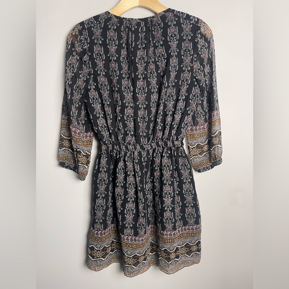 Madewell Lace Up Burnished Floral Mini Dress Black/Brown Size 00 - Picture 8 of 11